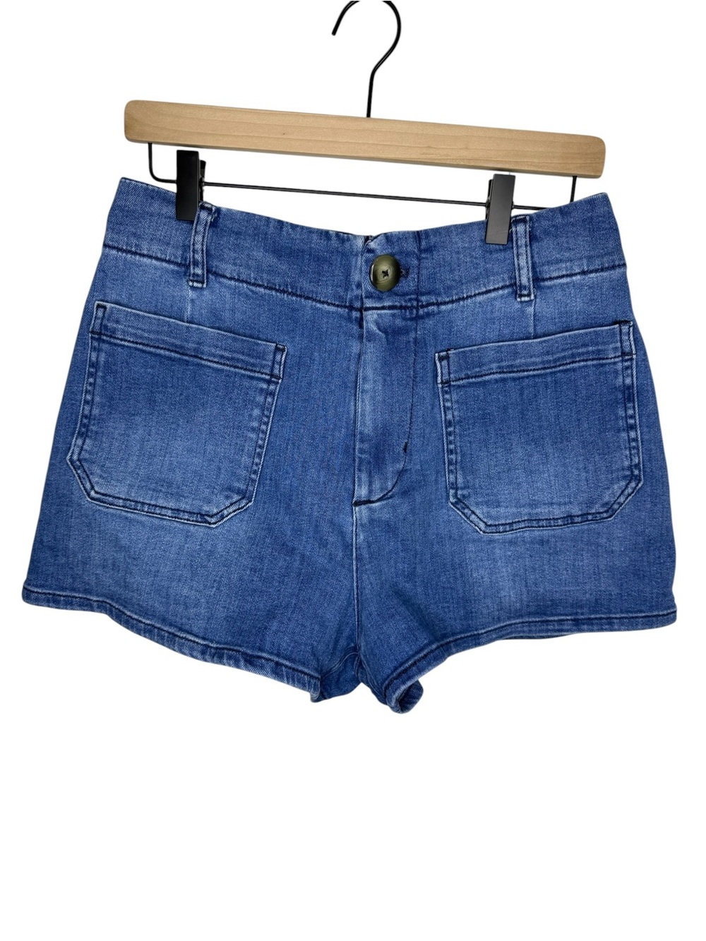 Maeve Colette Blue Denim Patch Pocket Shorts Size 30